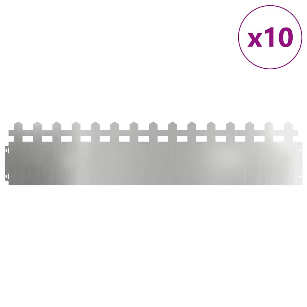 Lawn Edgings 10 pcs 103 x 0.05 x 22 cm Galvanised Steel Silver