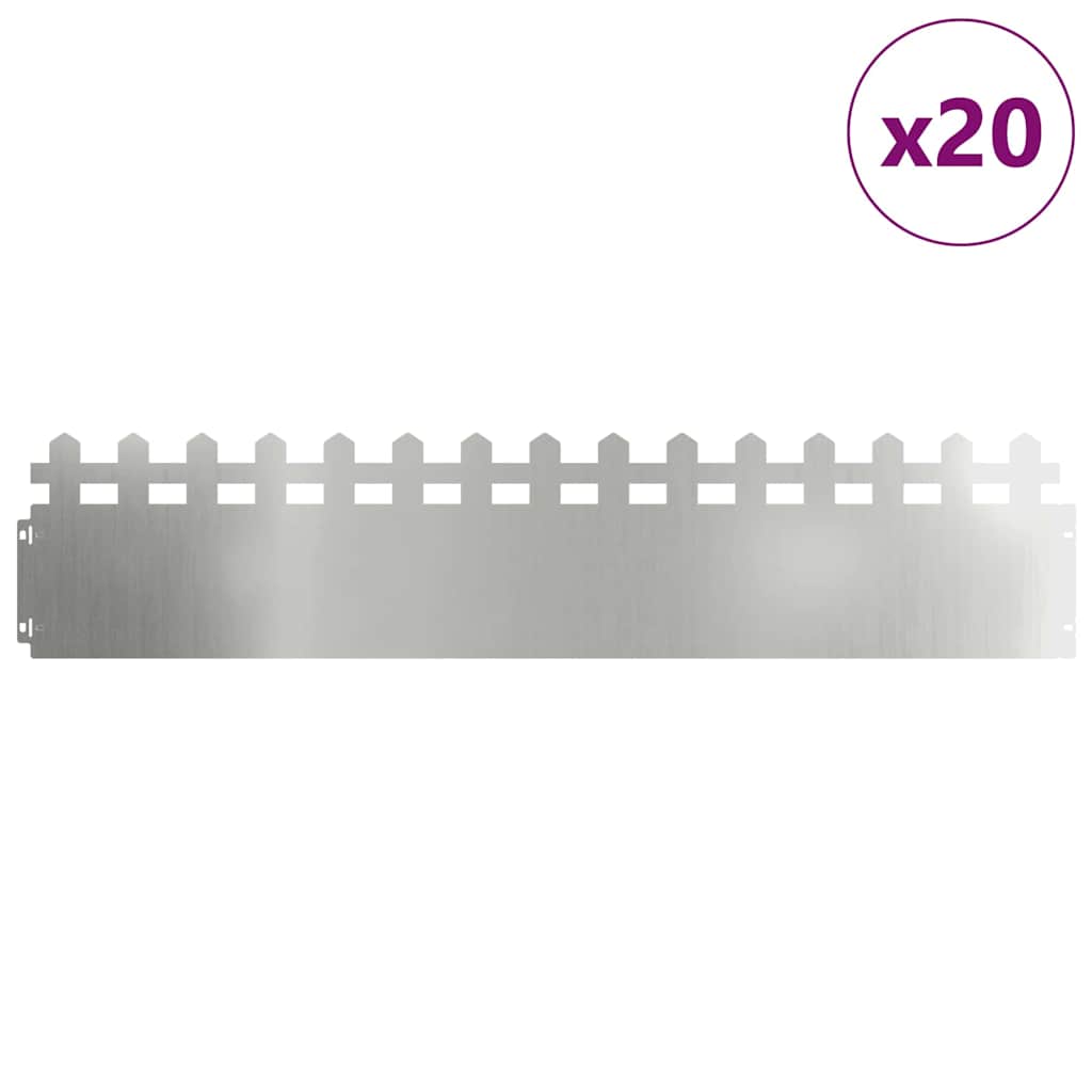 Lawn Edgings 20 pcs 103 x 0.05 x 22 cm Galvanised Steel Silver