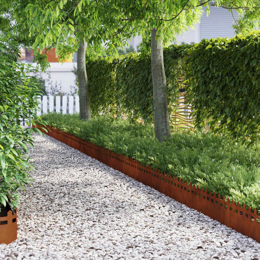 Lawn Edgings 10 pcs 103 x 0.05 x 22 cm Weathering Steel Rusty