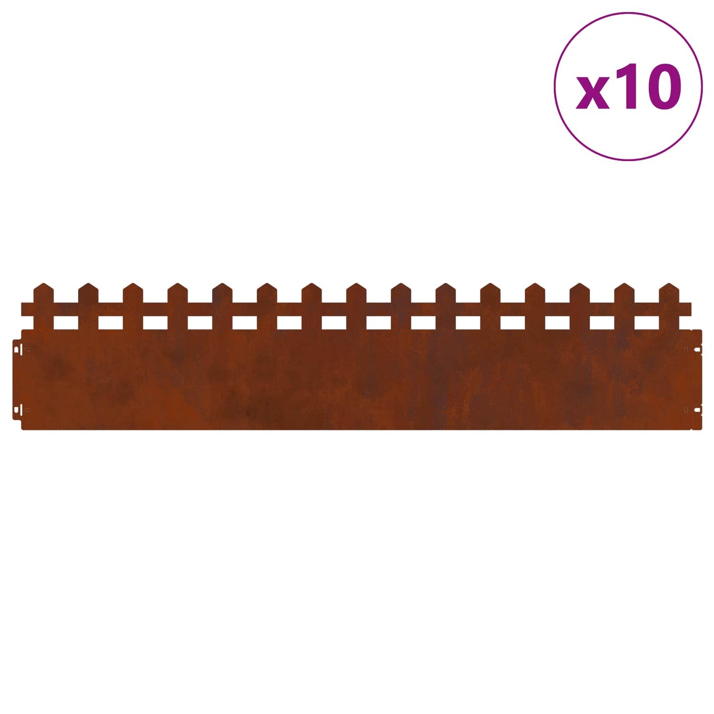 Lawn Edgings 10 pcs 103 x 0.05 x 22 cm Weathering Steel Rusty