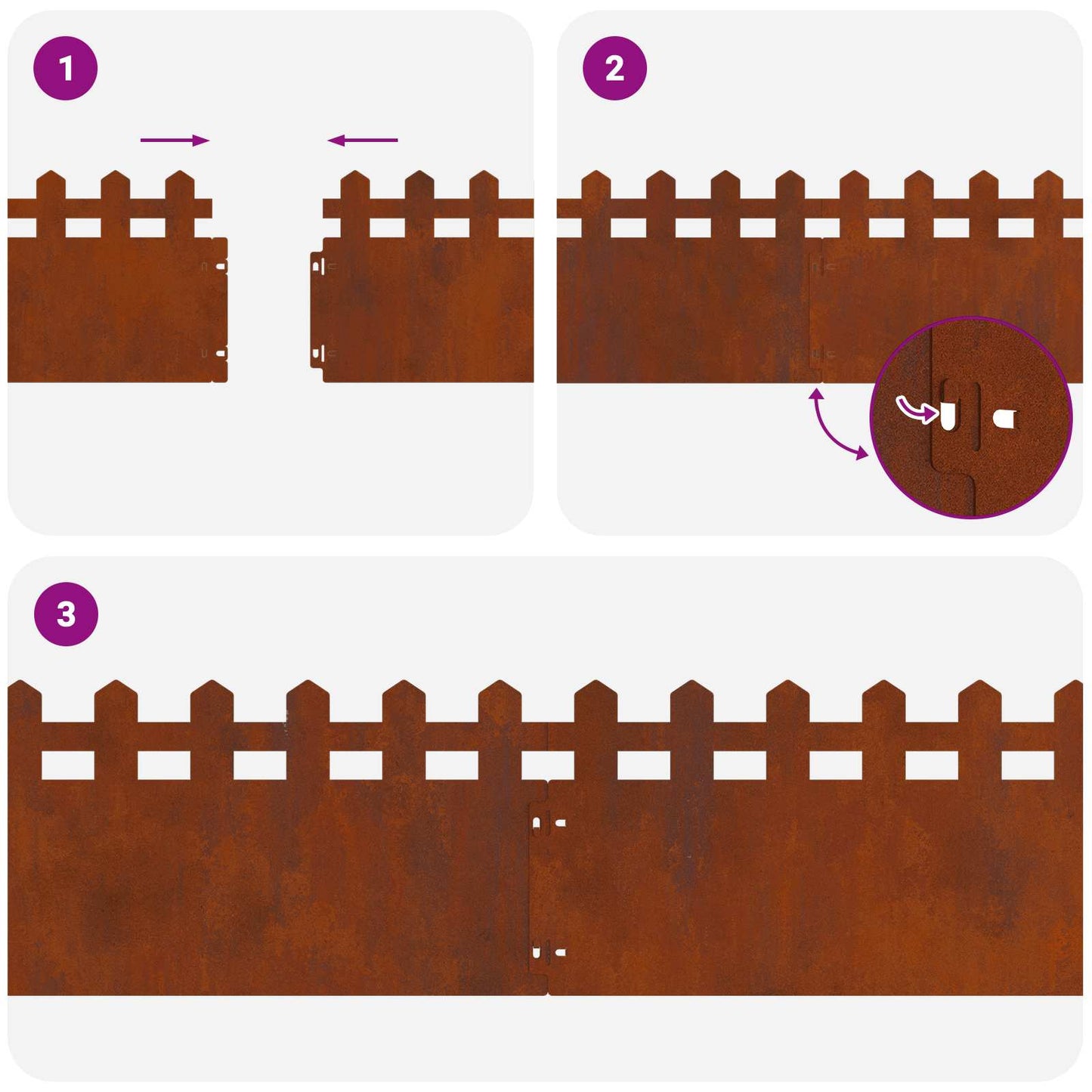 Lawn Edgings 10 pcs 103 x 0.05 x 22 cm Weathering Steel Rusty