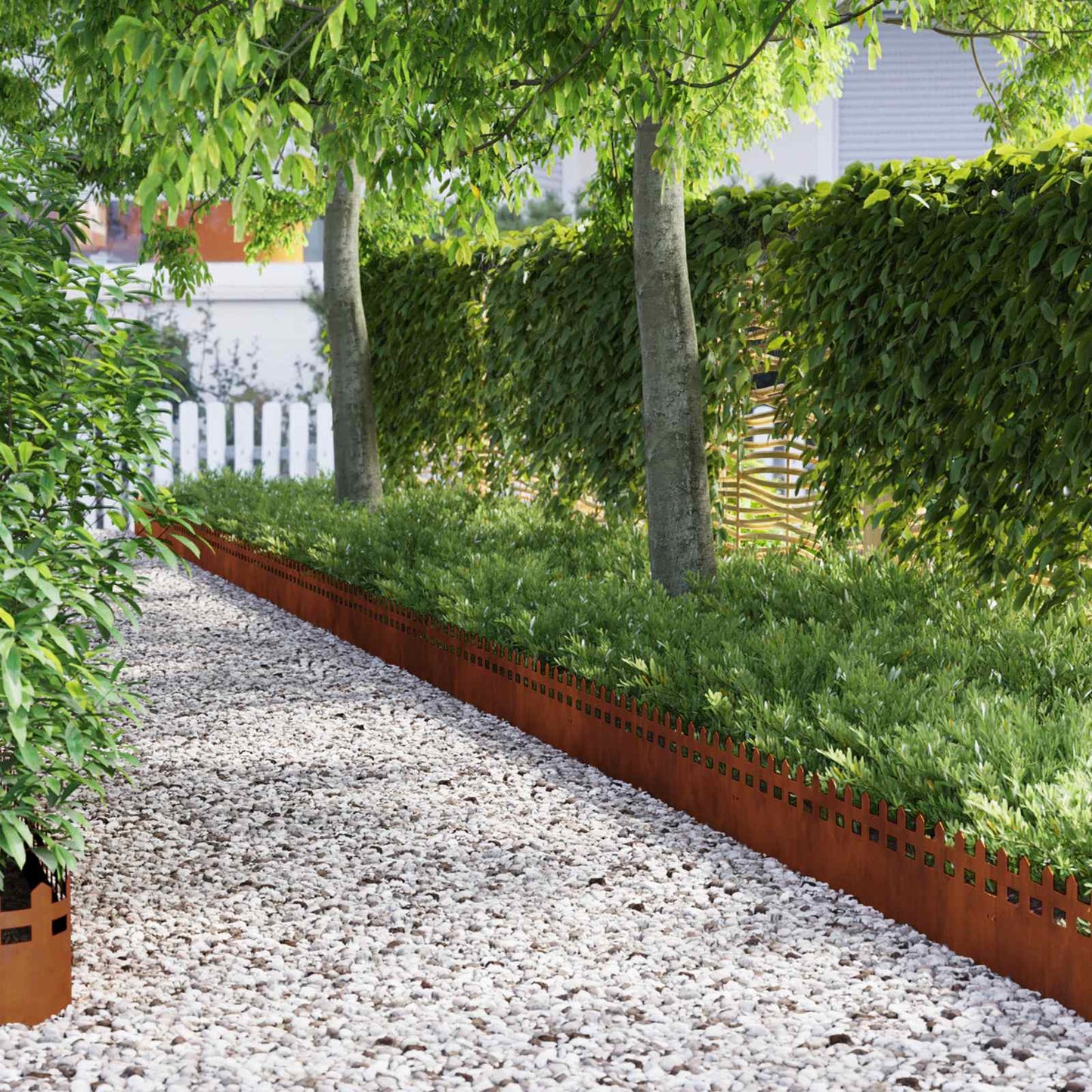 Lawn Edgings 30 pcs 103 x 0.05 x 22 cm Weathering Steel Rusty