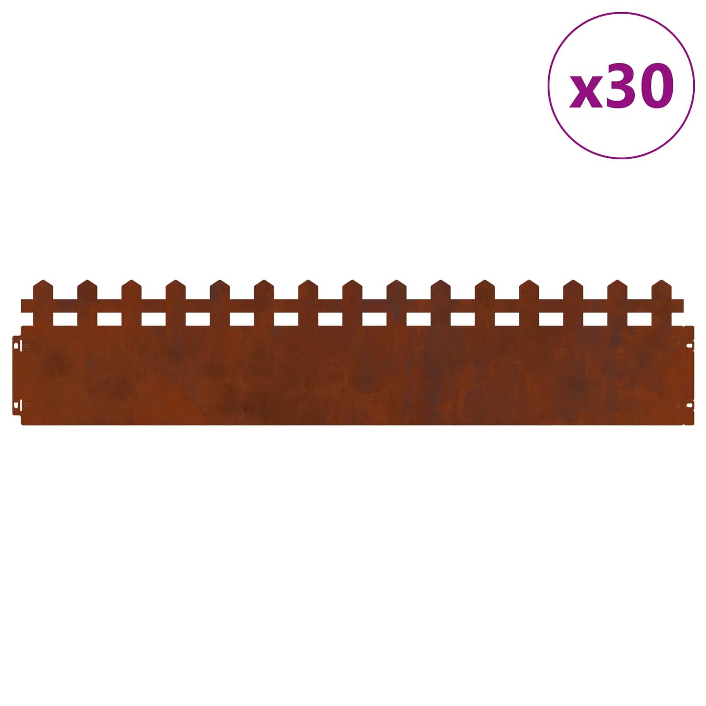 Lawn Edgings 30 pcs 103 x 0.05 x 22 cm Weathering Steel Rusty