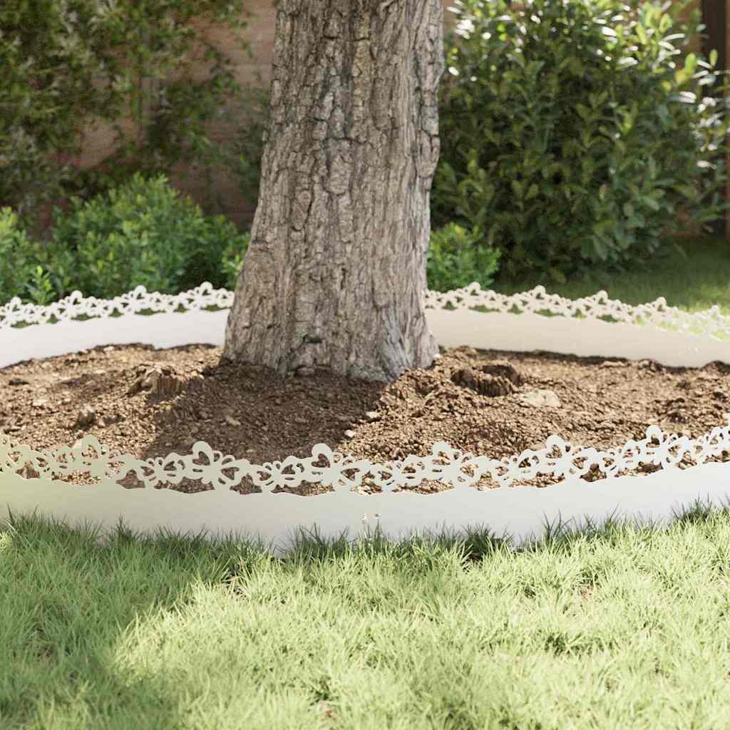 Lawn Edgings 10 pcs White 103 x 0.05 x 22 cm Steel
