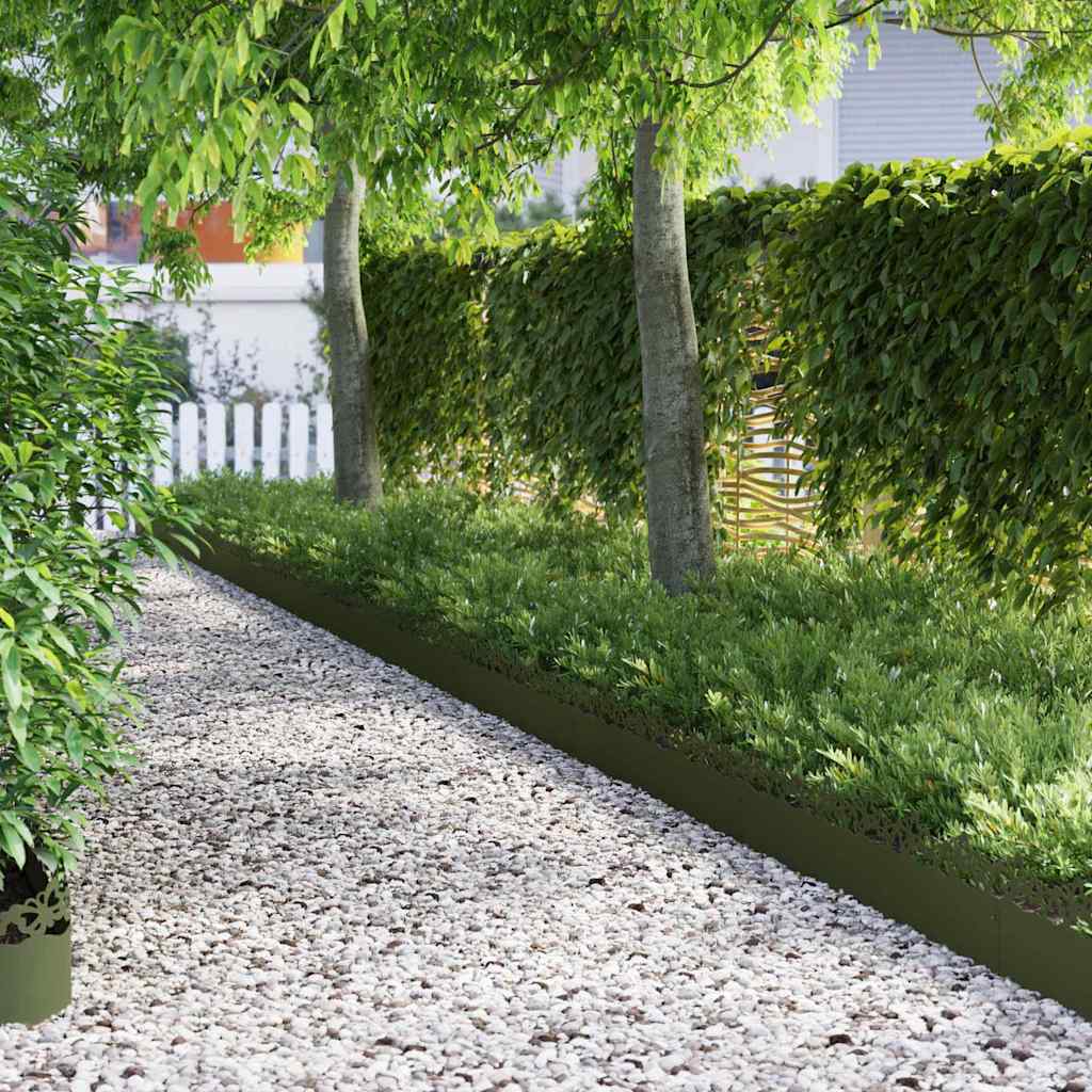Lawn Edgings 20 pcs Olive Green 103 x 0.05 x 22 cm Steel