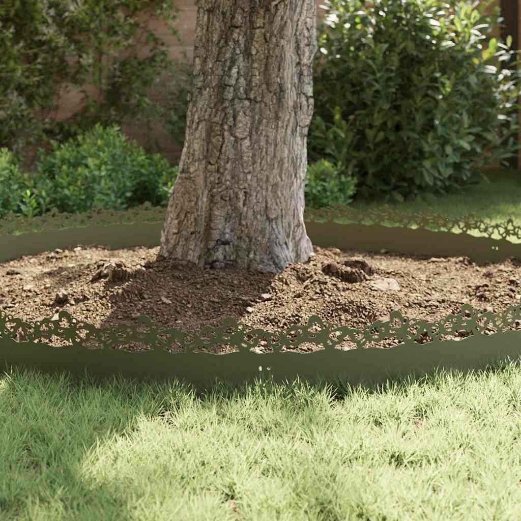 Lawn Edgings 30 pcs Olive Green 103 x 0.05 x 22 cm Steel