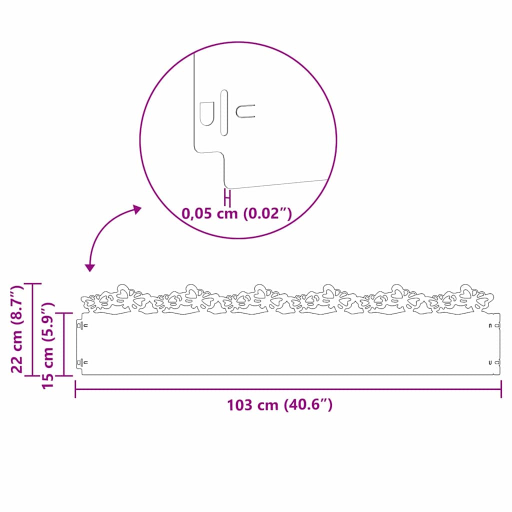 Lawn Edgings 10 pcs 103 x 0.05 x 22 cm Stainless Steel Silver