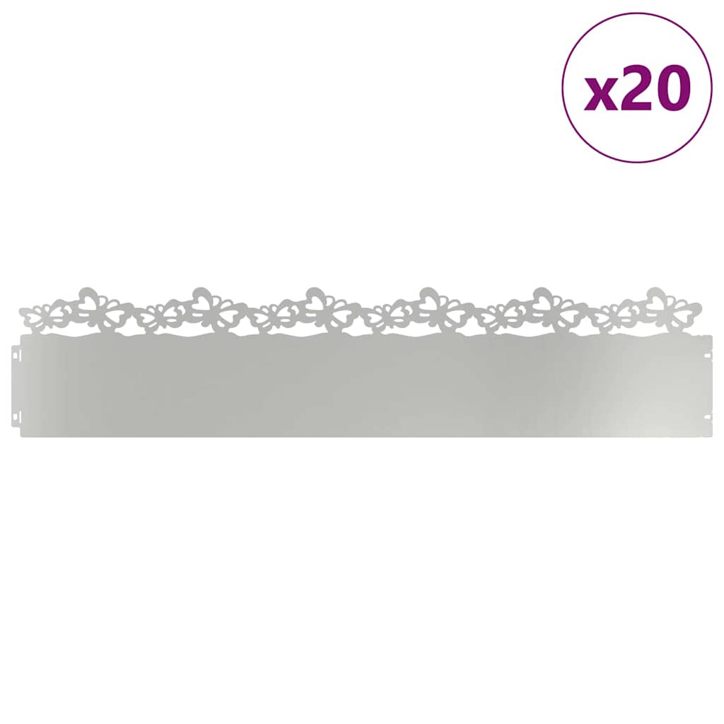 Lawn Edgings 20 pcs 103 x 0.05 x 22 cm Galvanised Steel Silver