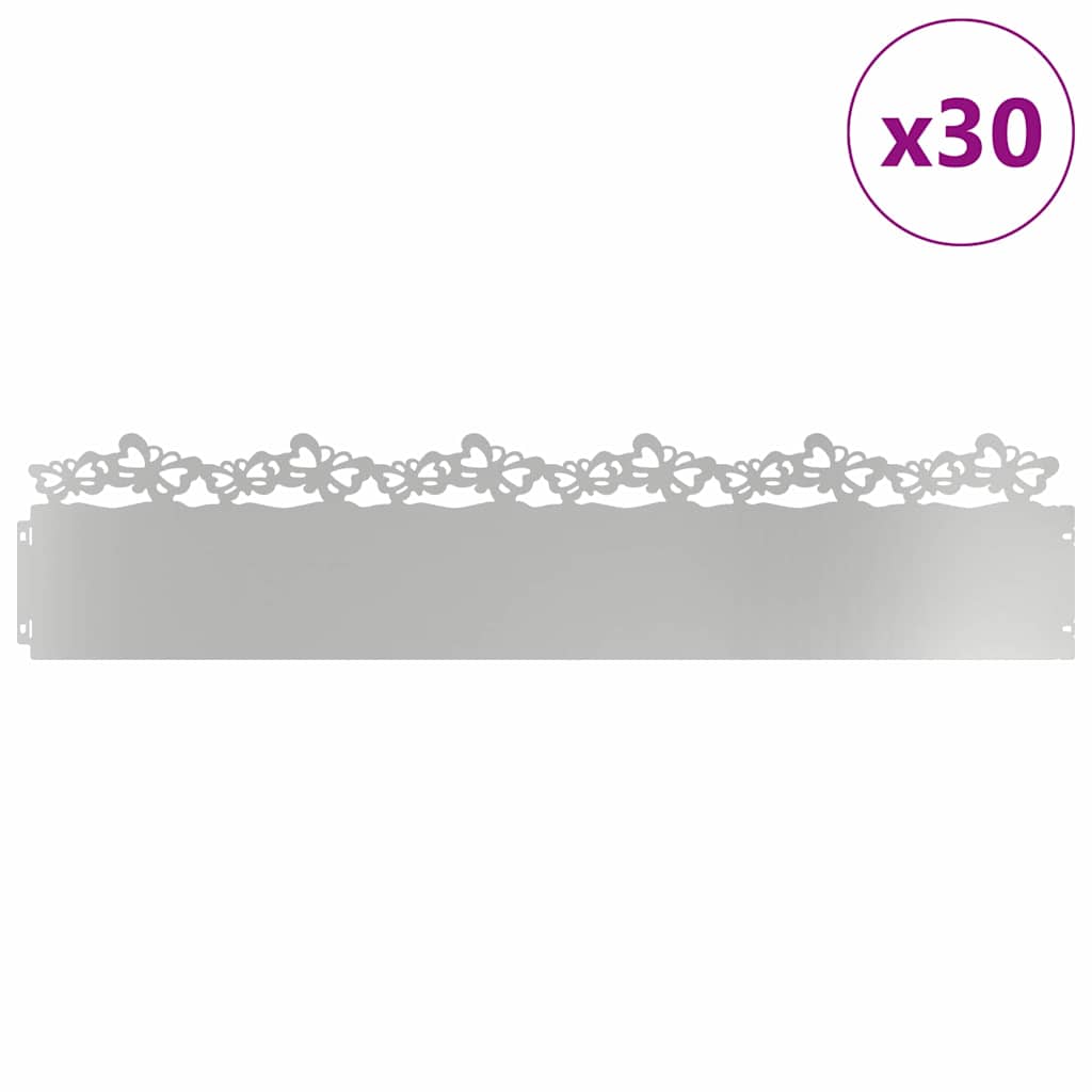 Lawn Edgings 30 pcs 103 x 0.05 x 22 cm Galvanised Steel Silver