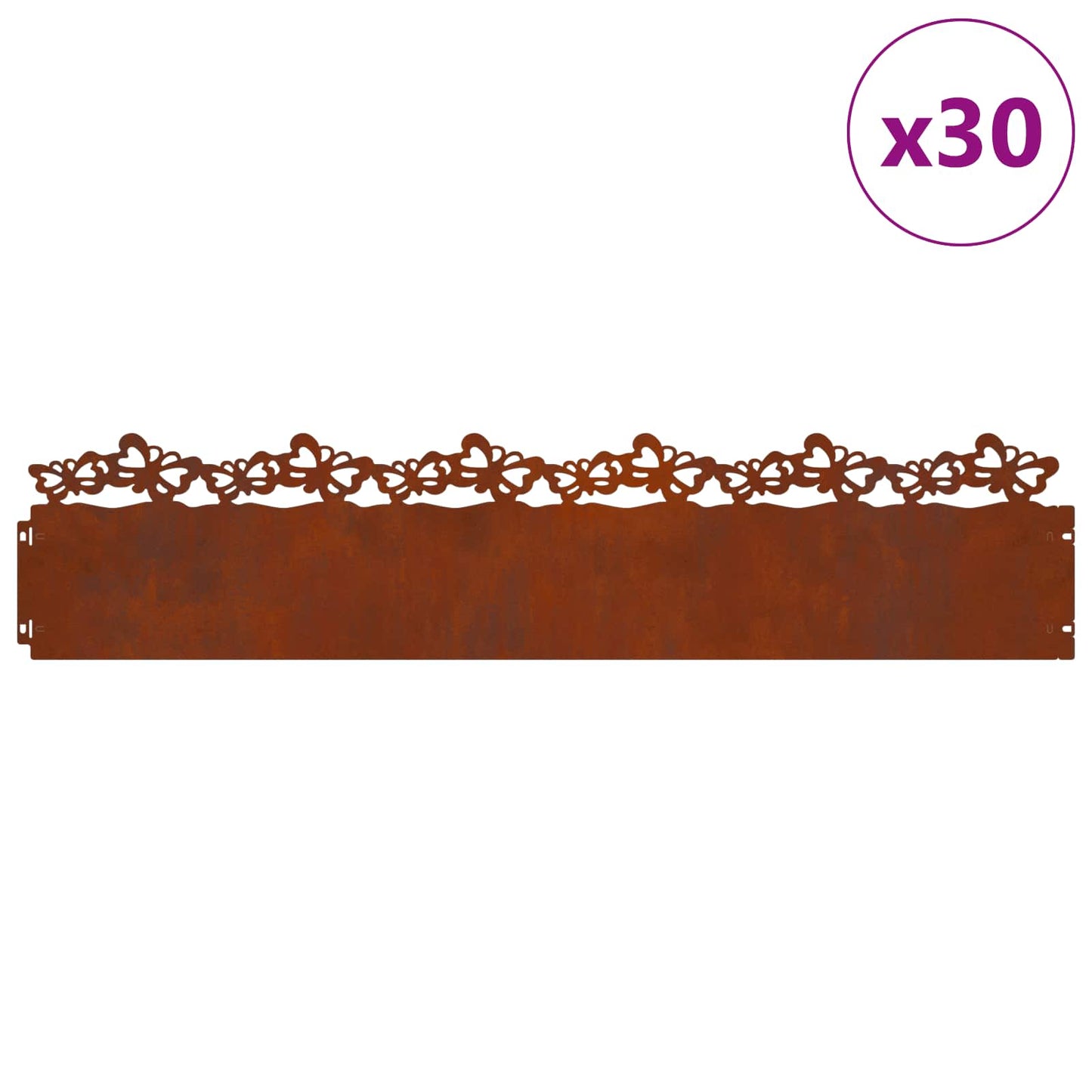 Lawn Edgings 30 pcs 103 x 0.05 x 22 cm Weathering Steel Rusty
