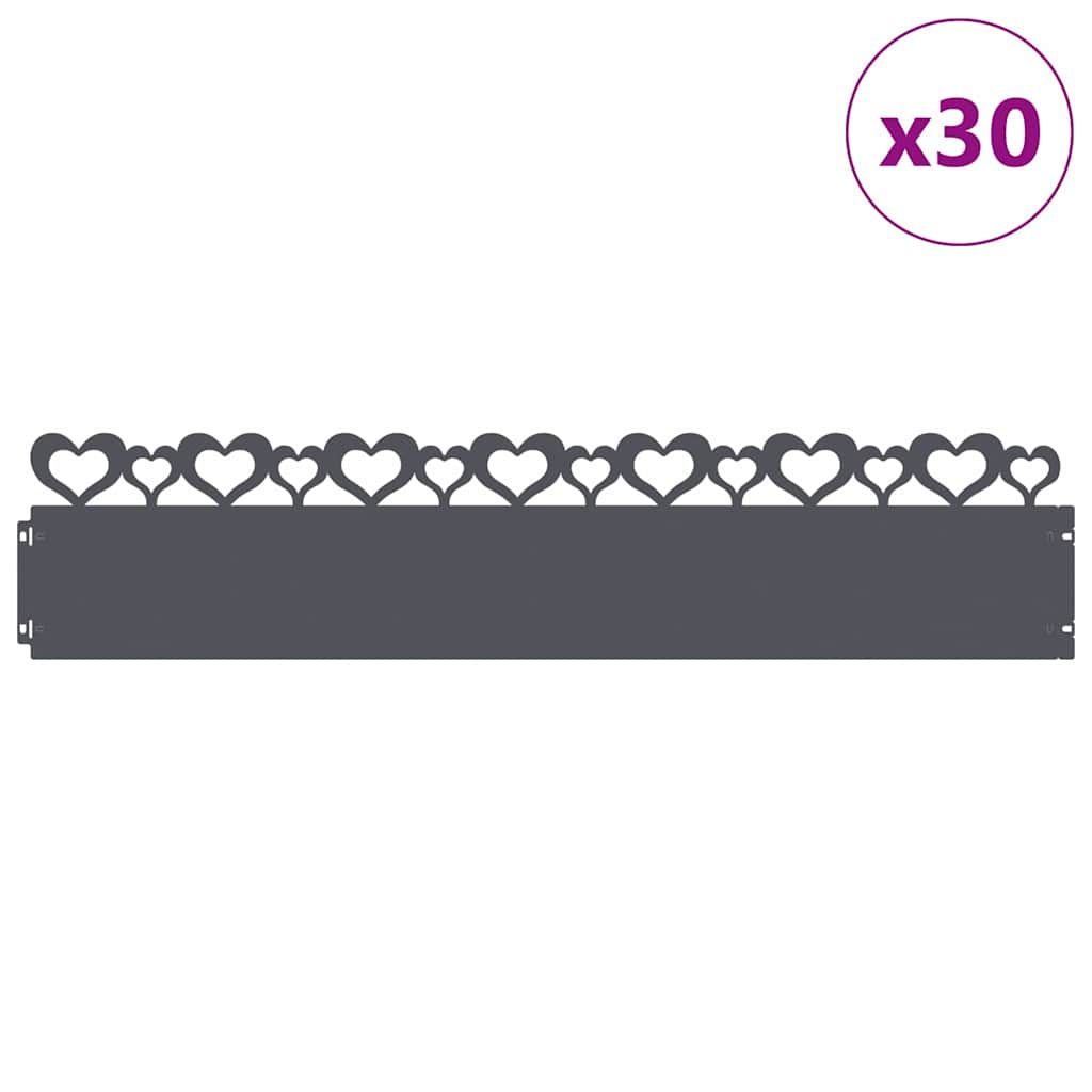 Lawn Edgings 30 pcs Anthracite 103 x 0.05 x 22 cm Steel