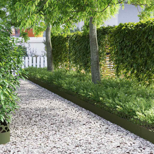 Lawn Edgings 20 pcs 103 x 0.05 x 22 cm Steel Olive Green