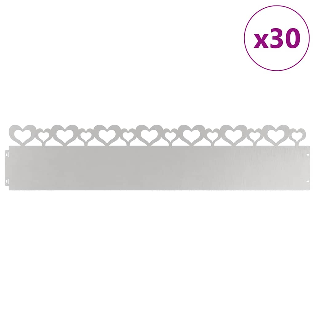 Lawn Edgings 30 pcs Silver 103 x 0.05 x 22 cm Stainless Steel