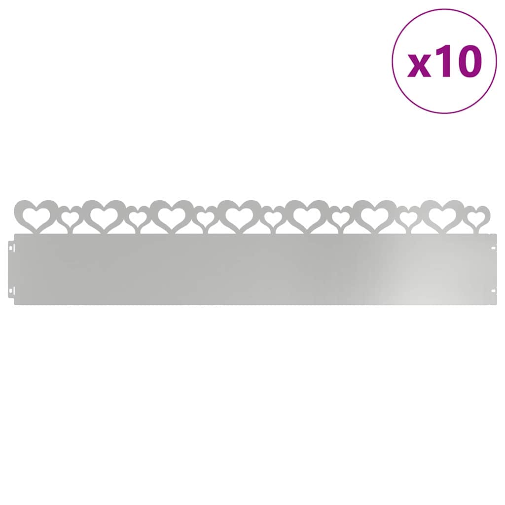 Lawn Edgings 10 pcs 103 x 0.05 x 22 cm Galvanised Steel Silver