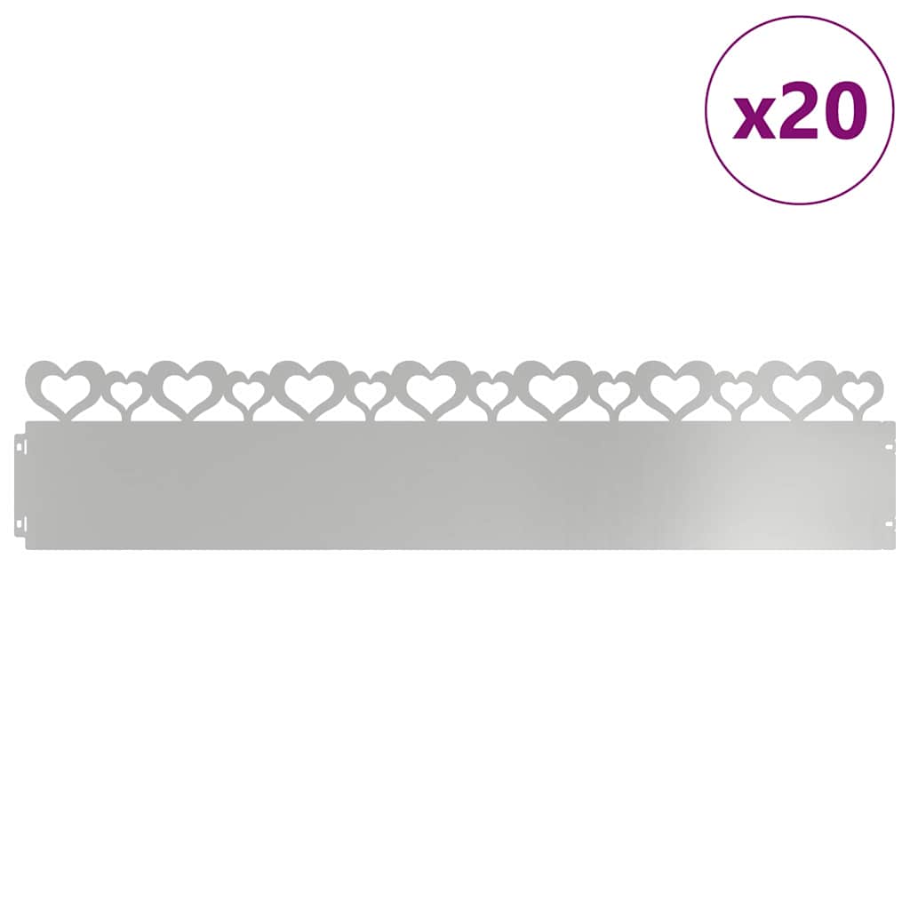 Lawn Edgings 20 pcs 103 x 0.05 x 22 cm Galvanised Steel Silver