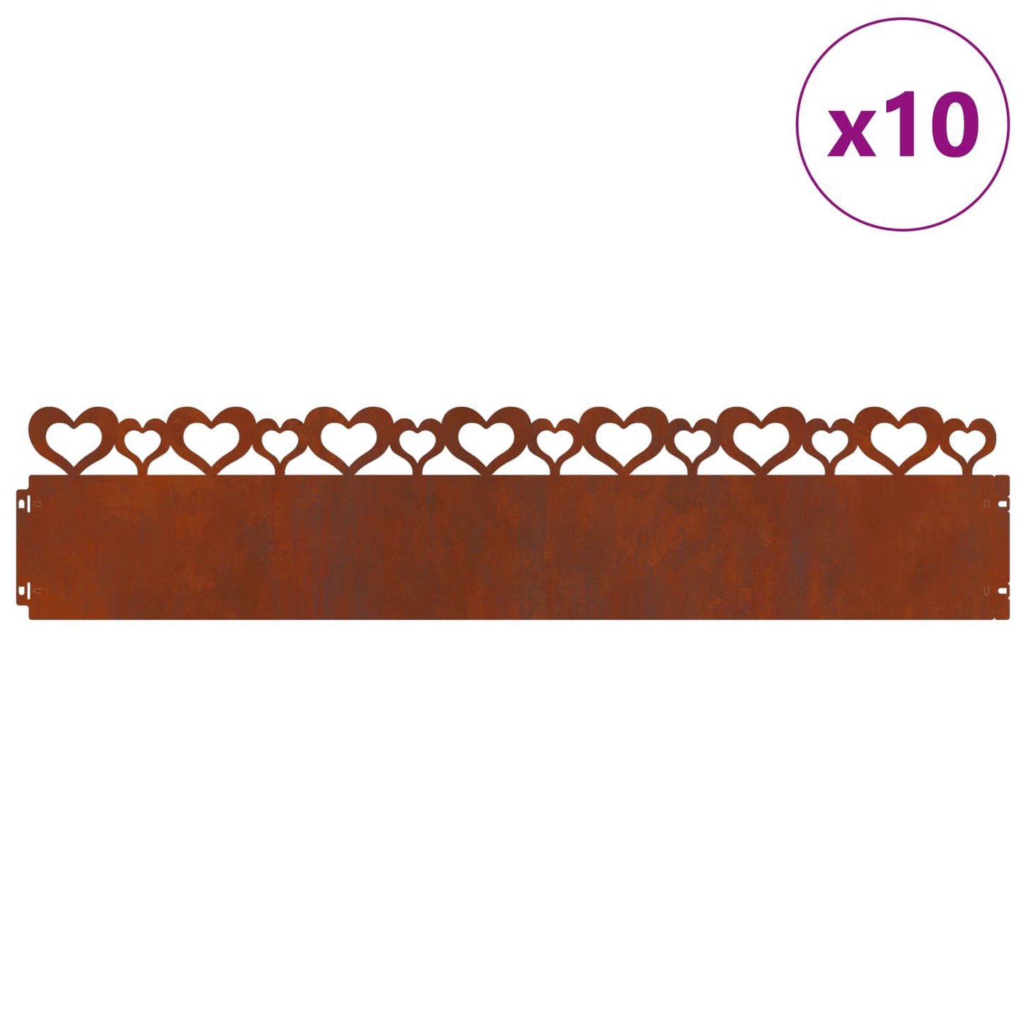 Lawn Edgings 10 pcs 103 x 0.05 x 22 cm Weathering Steel Rusty