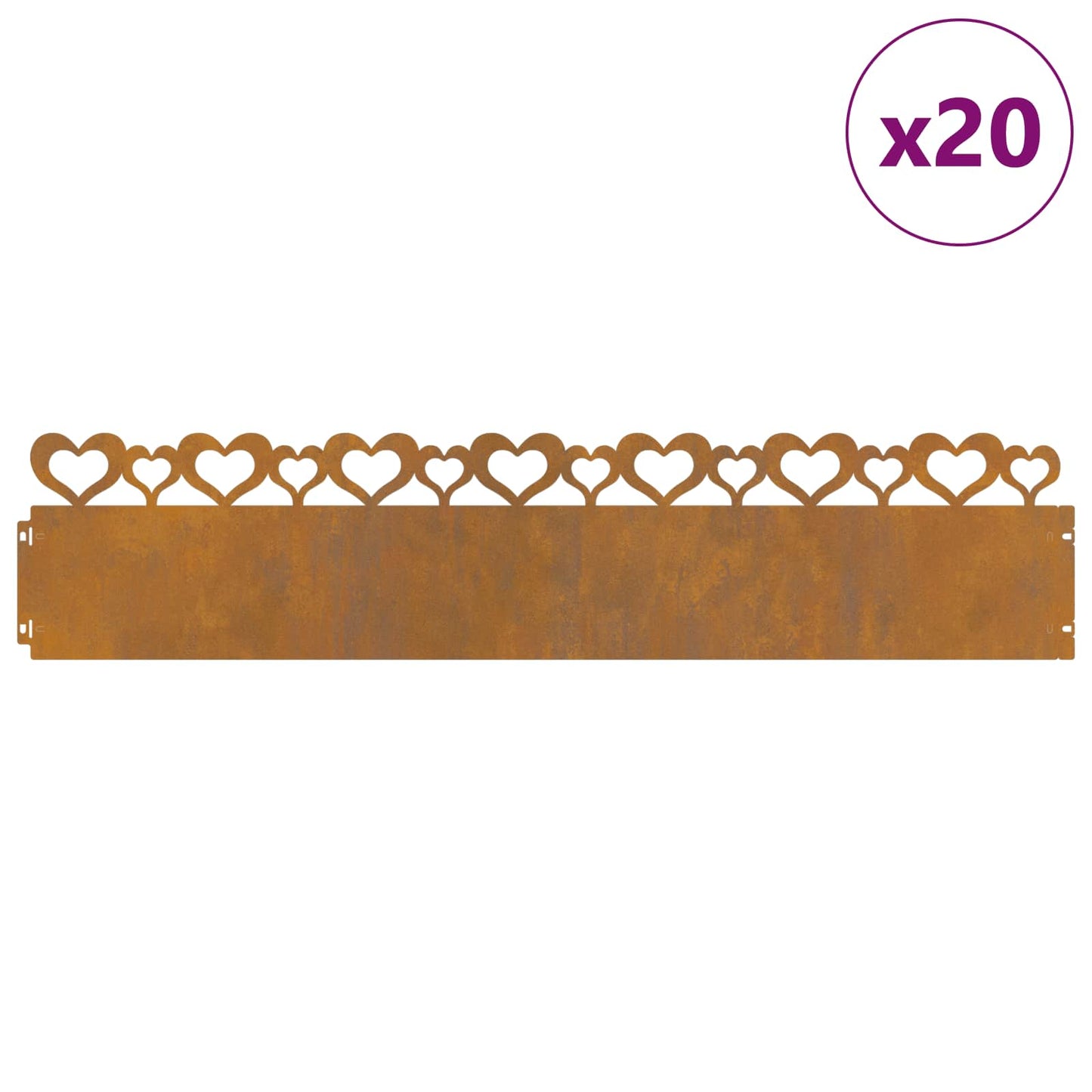 Lawn Edgings 20 pcs 103 x 0.05 x 22 cm Weathering Steel Rusty