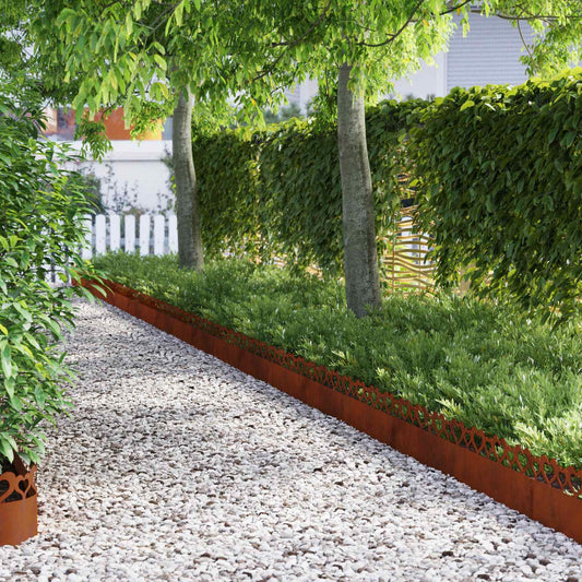Lawn Edgings 30 pcs 103 x 0.05 x 22 cm Weathering Steel Rusty