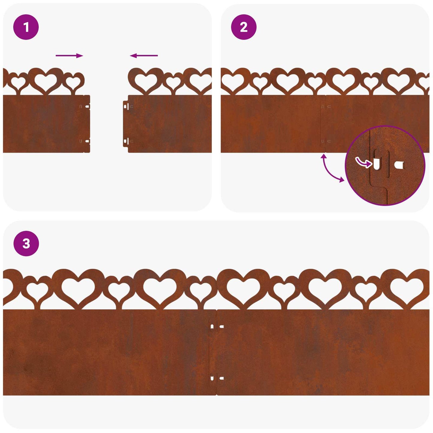 Lawn Edgings 30 pcs 103 x 0.05 x 22 cm Weathering Steel Rusty