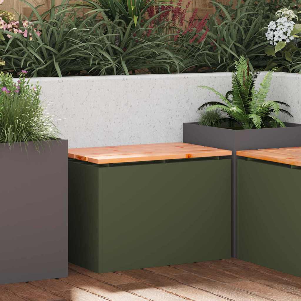 Garden Bench Olive green 60 x 40 x 43 cm Steel