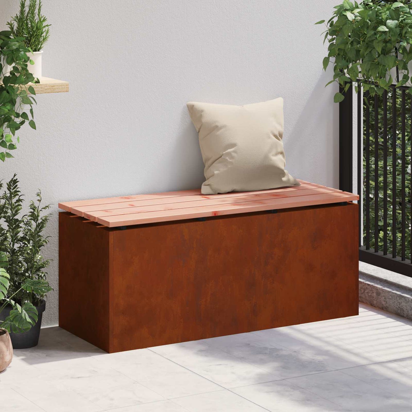 Garden Bench Rusty 100 x 40 x 43 cm Weathering steel
