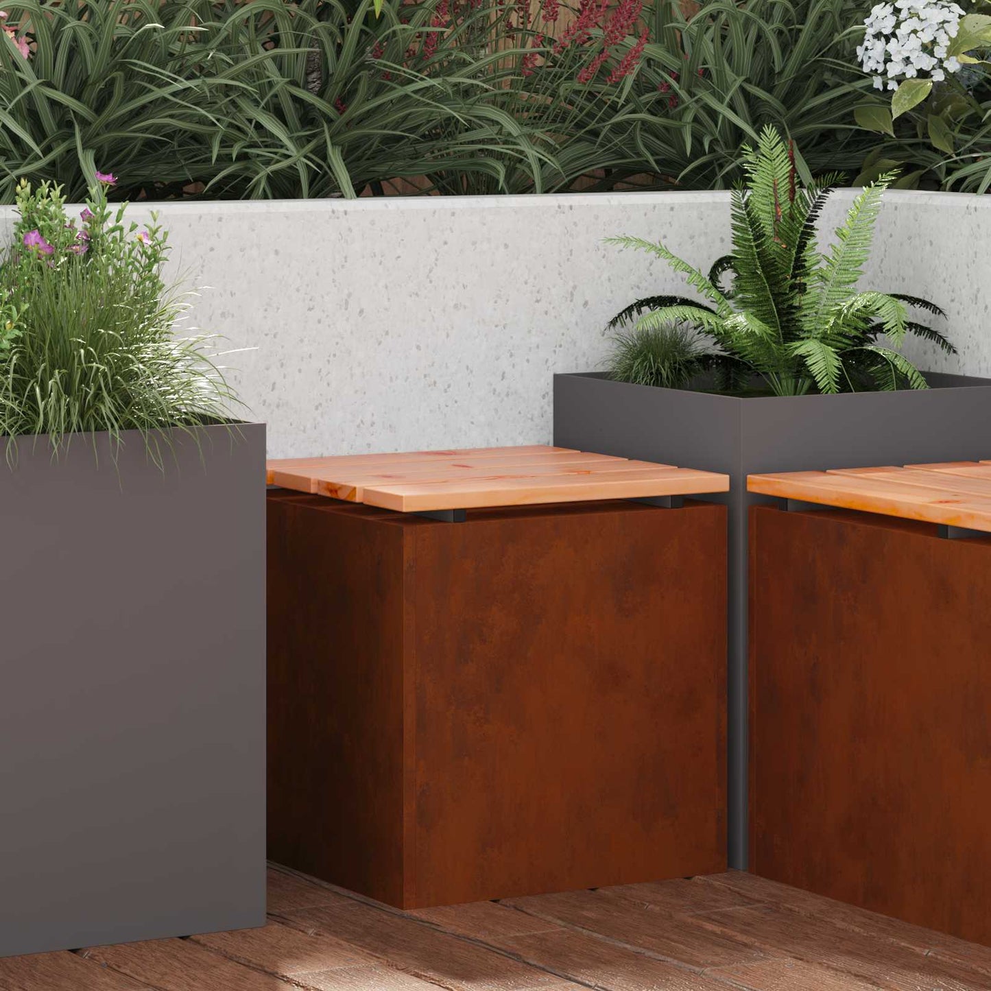 Garden Bench Rusty 40 x 40 x 43 cm Weathering steel