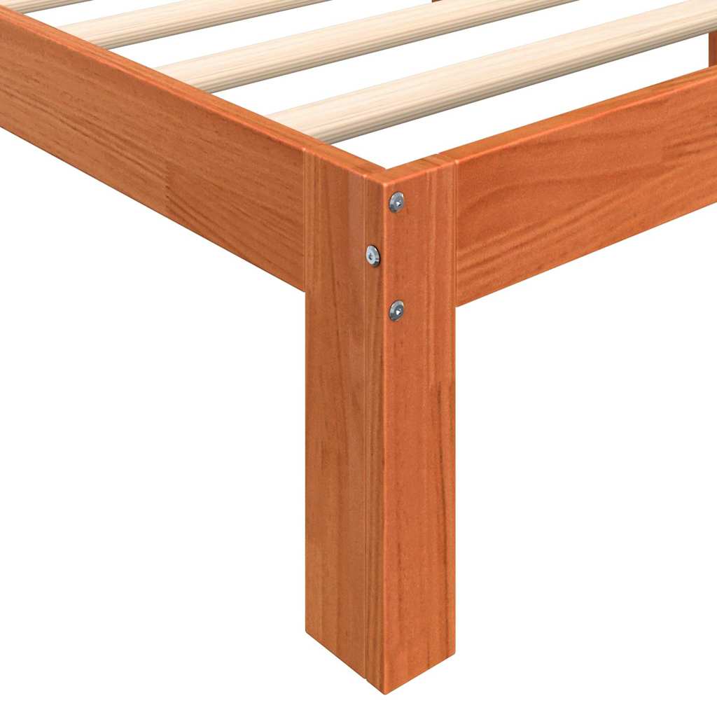 Bed Frame Wax Brown 203.5 x 205.5 x 69.5 cm Solid Wood Pine