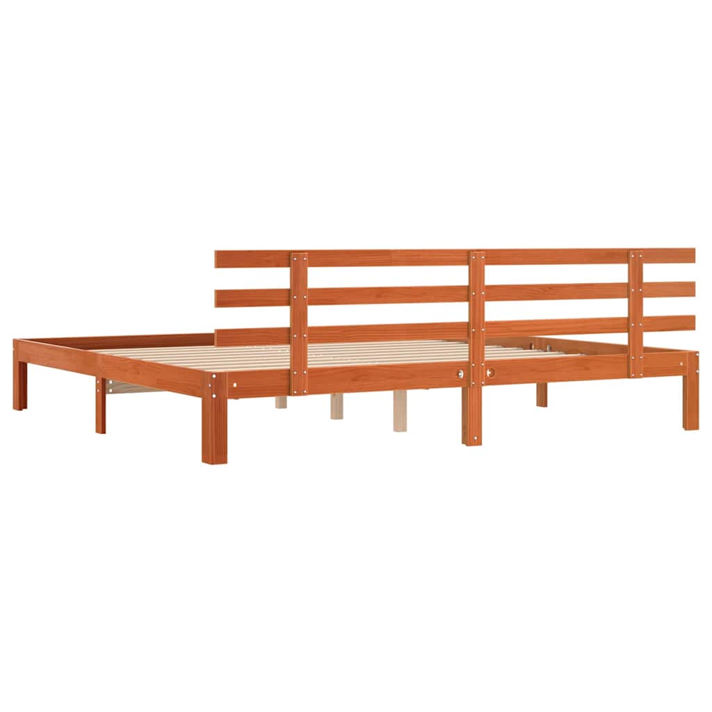 Bed Frame Wax Brown 203.5 x 205.5 x 69.5 cm Solid Wood Pine