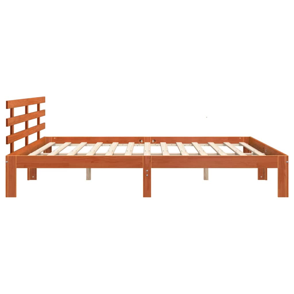 Bed Frame Wax Brown 203.5 x 205.5 x 69.5 cm Solid Wood Pine