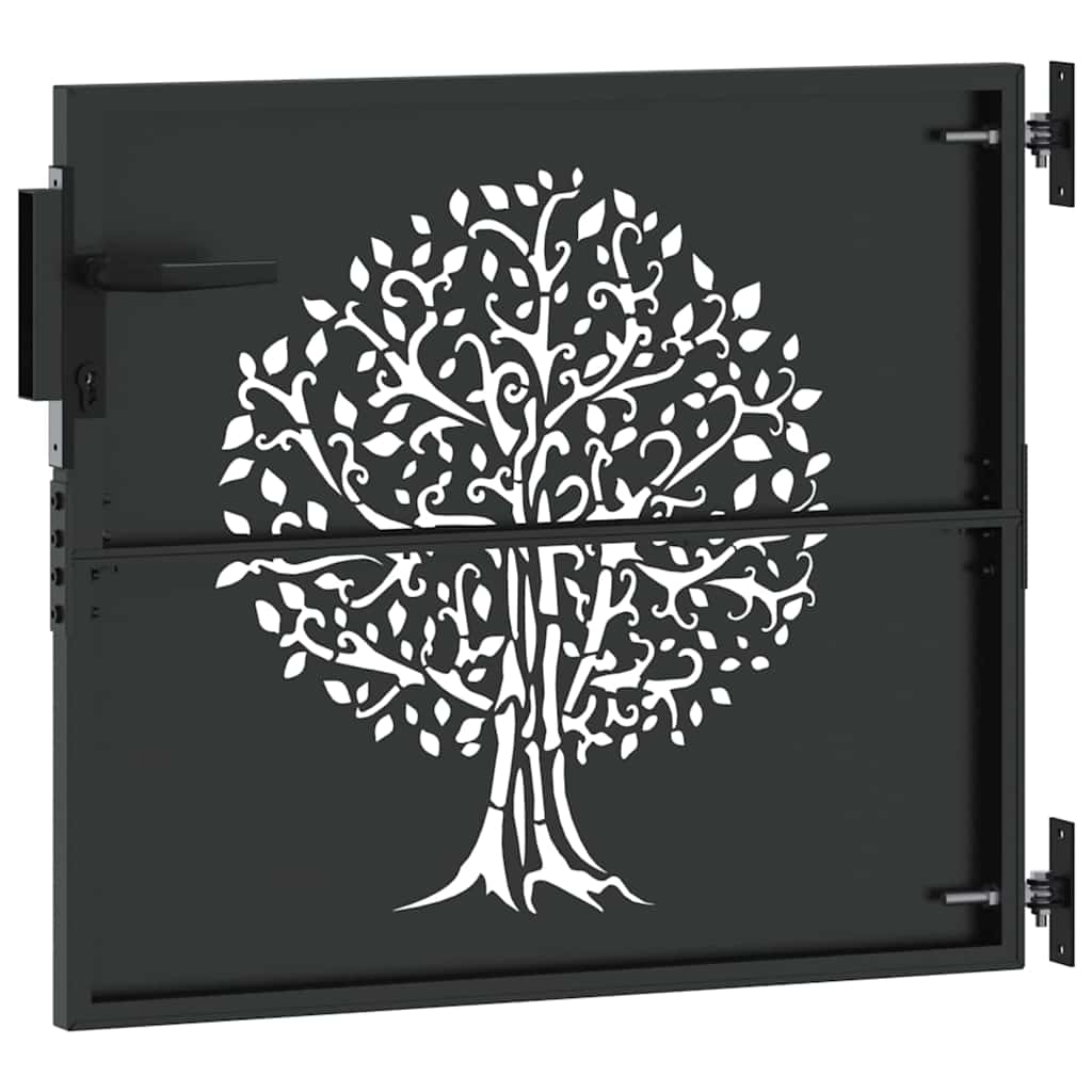 Garden Gate with Lock Black 85 x 100 cm Powder-coated steel