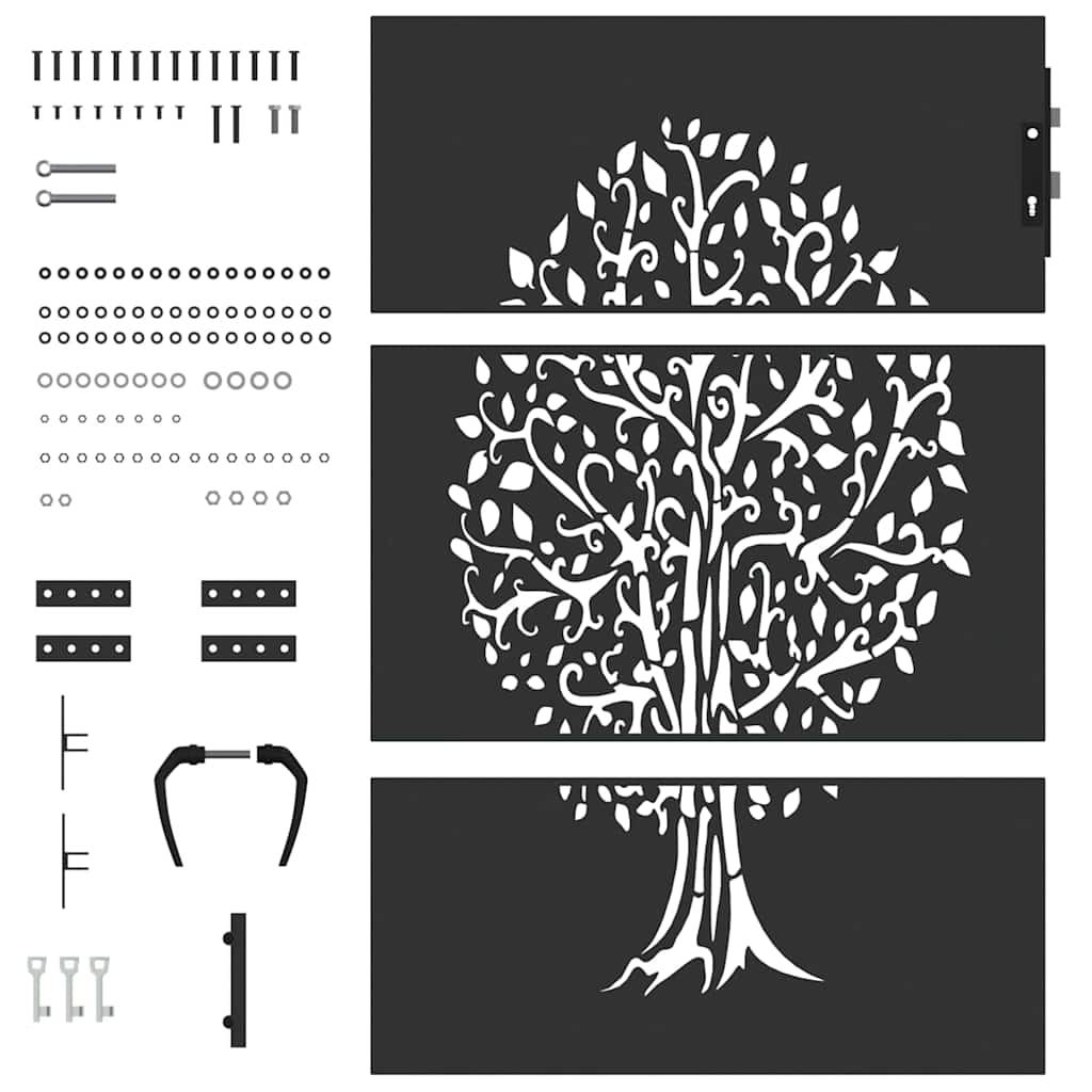 Garden Gate with Lock Black 85 x 125 cm Powder-coated steel