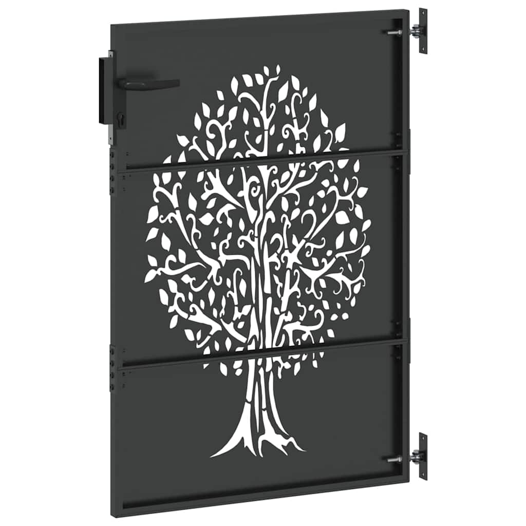 Garden Gate with Lock Black 85 x 125 cm Powder-coated steel