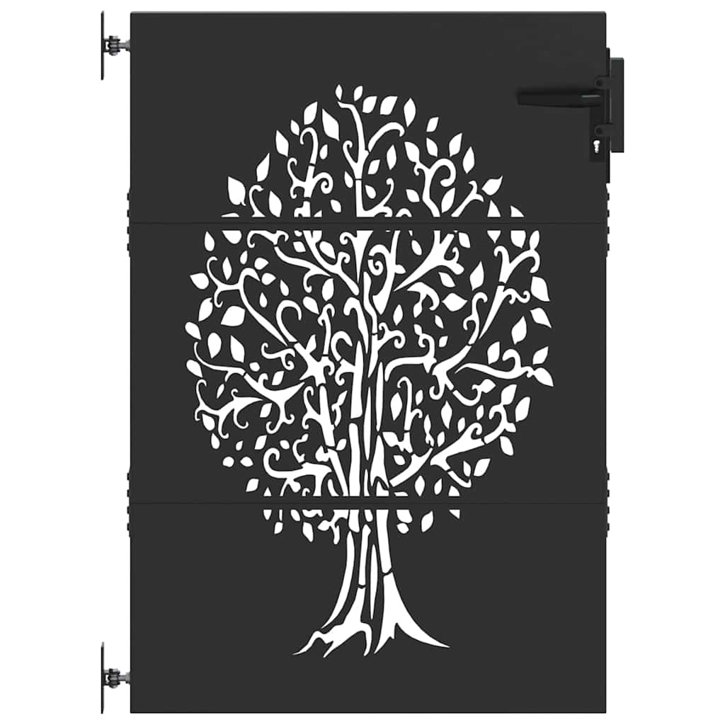 Garden Gate with Lock Black 85 x 125 cm Powder-coated steel