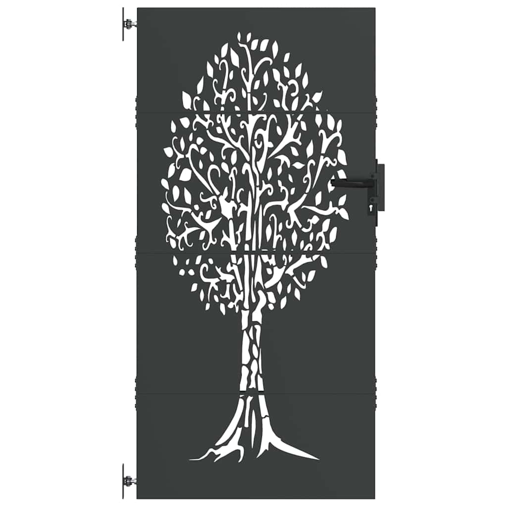 Garden Gate with Lock Black 85 x 175 cm Powder-coated steel
