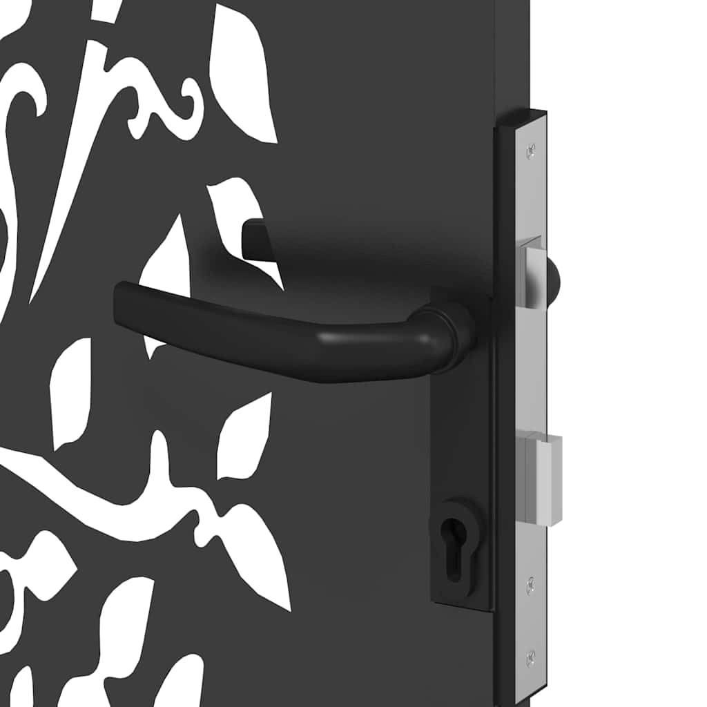 Garden Gate with Lock Black 85 x 200 cm Powder-coated steel