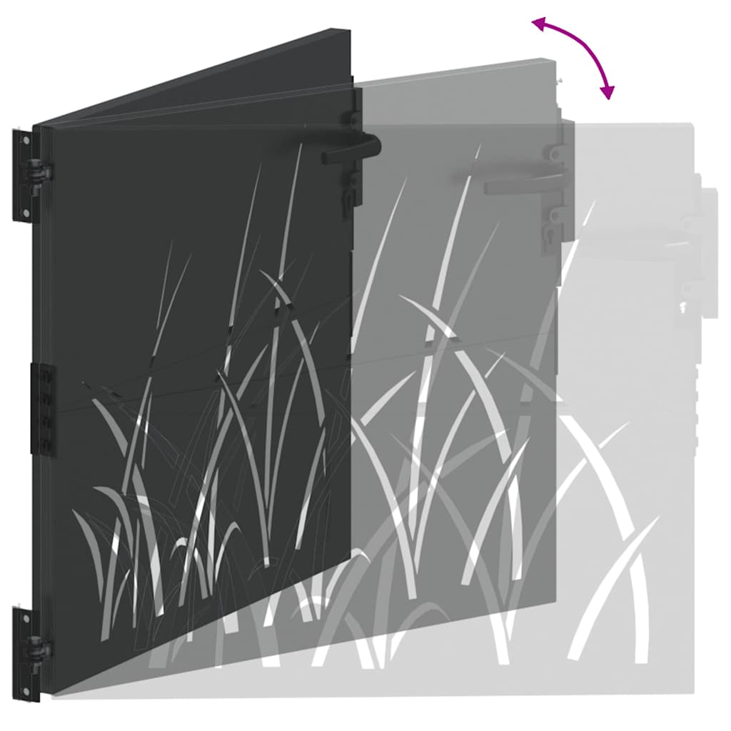Garden Gate with Lock Black 85 x 100 cm Powder-coated steel