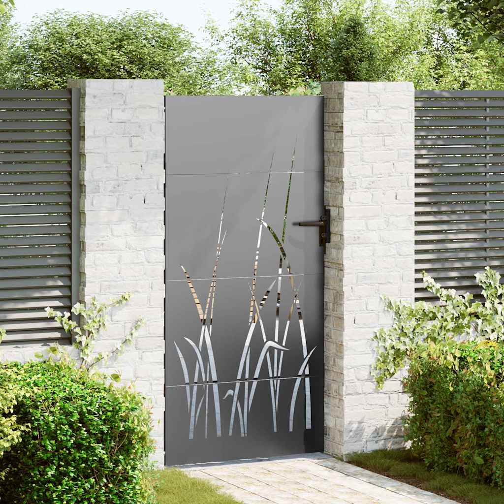 Garden Gate with Lock Black 85 x 175 cm Powder-coated steel