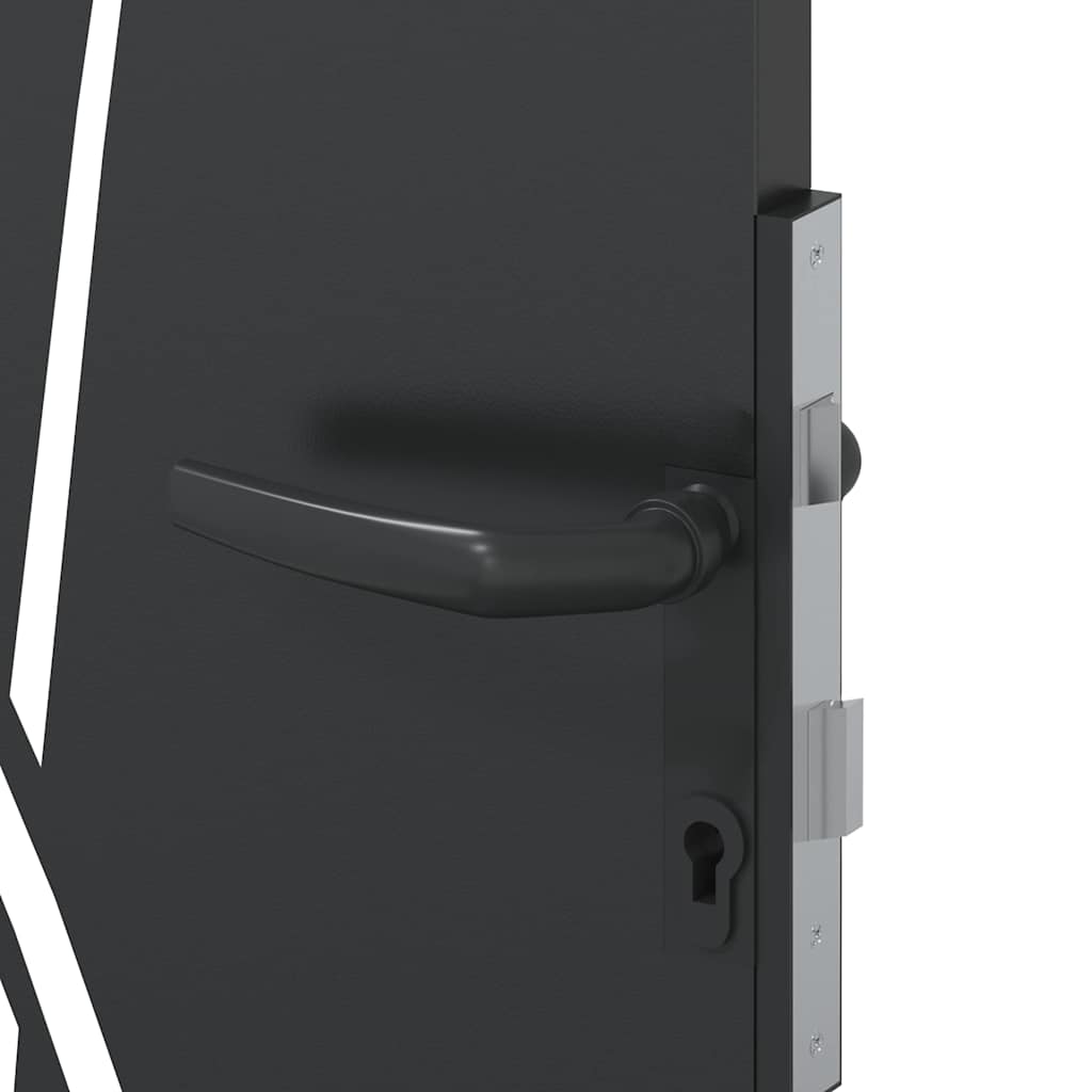 Garden Gate with Lock Black 85 x 200 cm Powder-coated steel