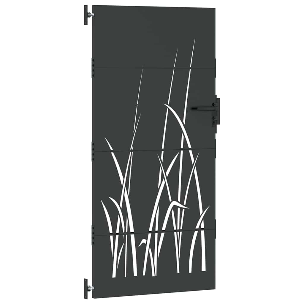 Garden Gate with Lock Black 85 x 200 cm Powder-coated steel