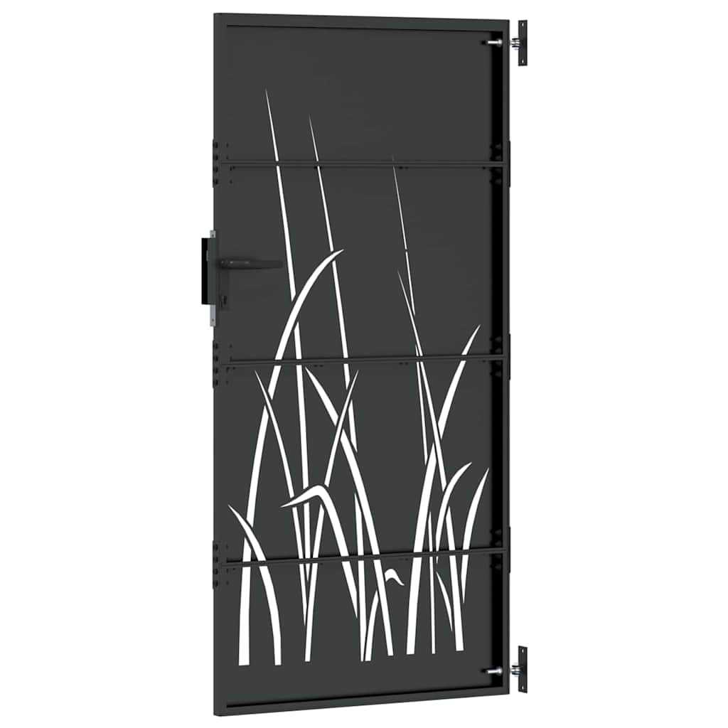 Garden Gate with Lock Black 85 x 200 cm Powder-coated steel