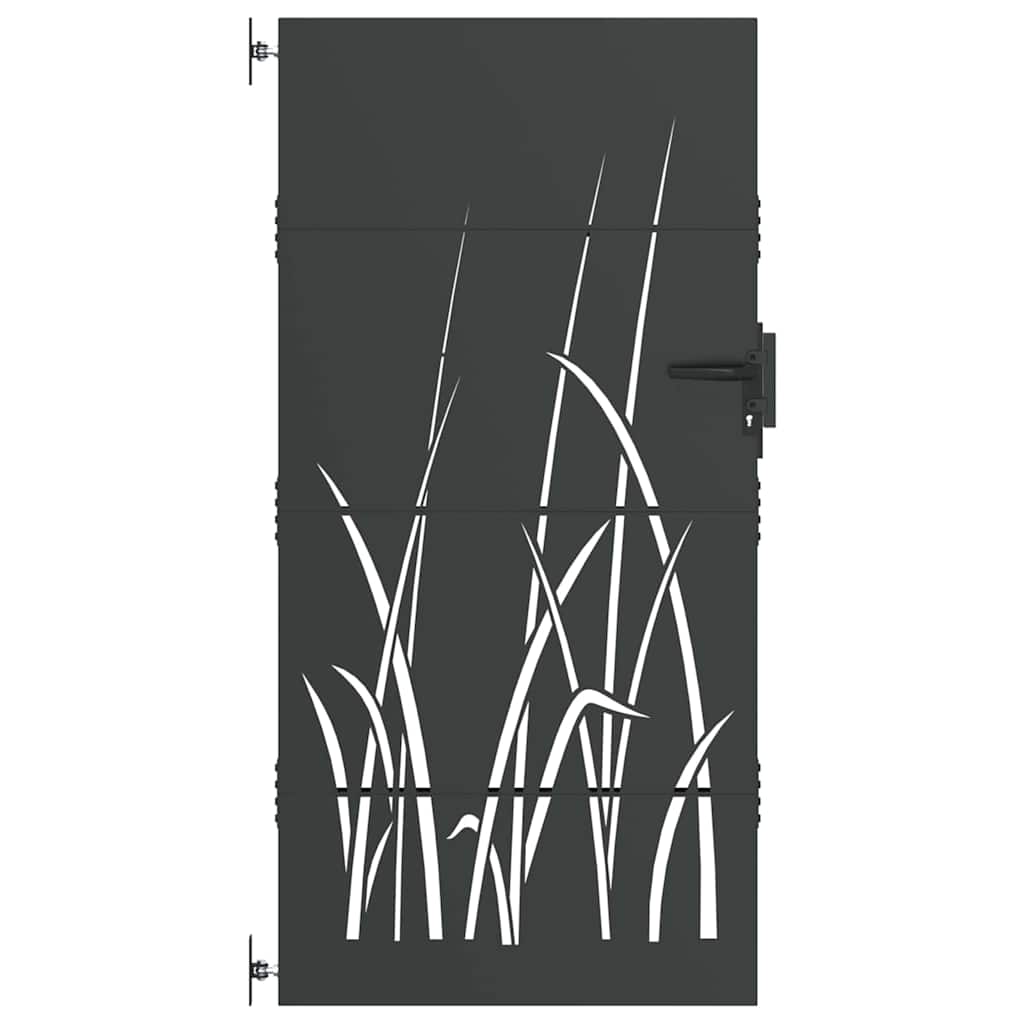 Garden Gate with Lock Black 85 x 200 cm Powder-coated steel