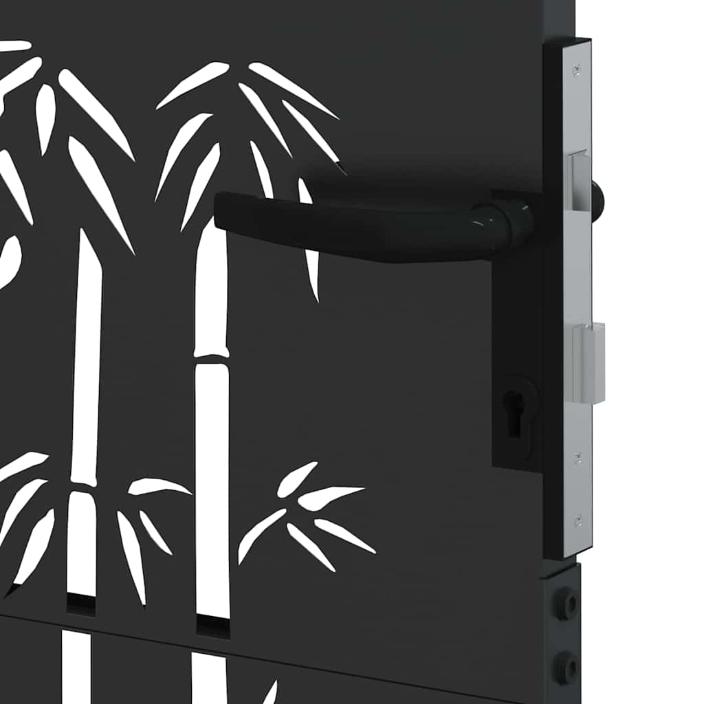 Garden Gate with Lock Black 85 x 125 cm Powder-coated steel
