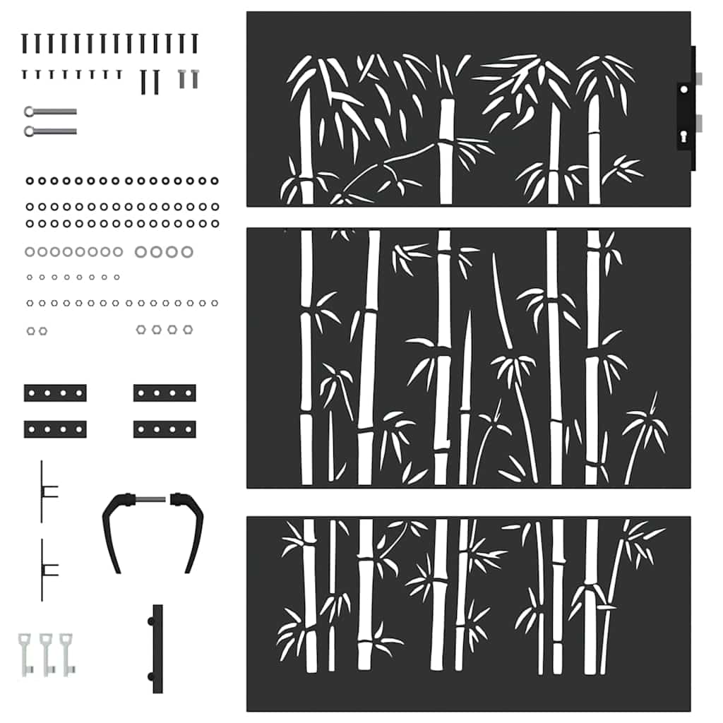 Garden Gate with Lock Black 85 x 150 cm Powder-coated steel