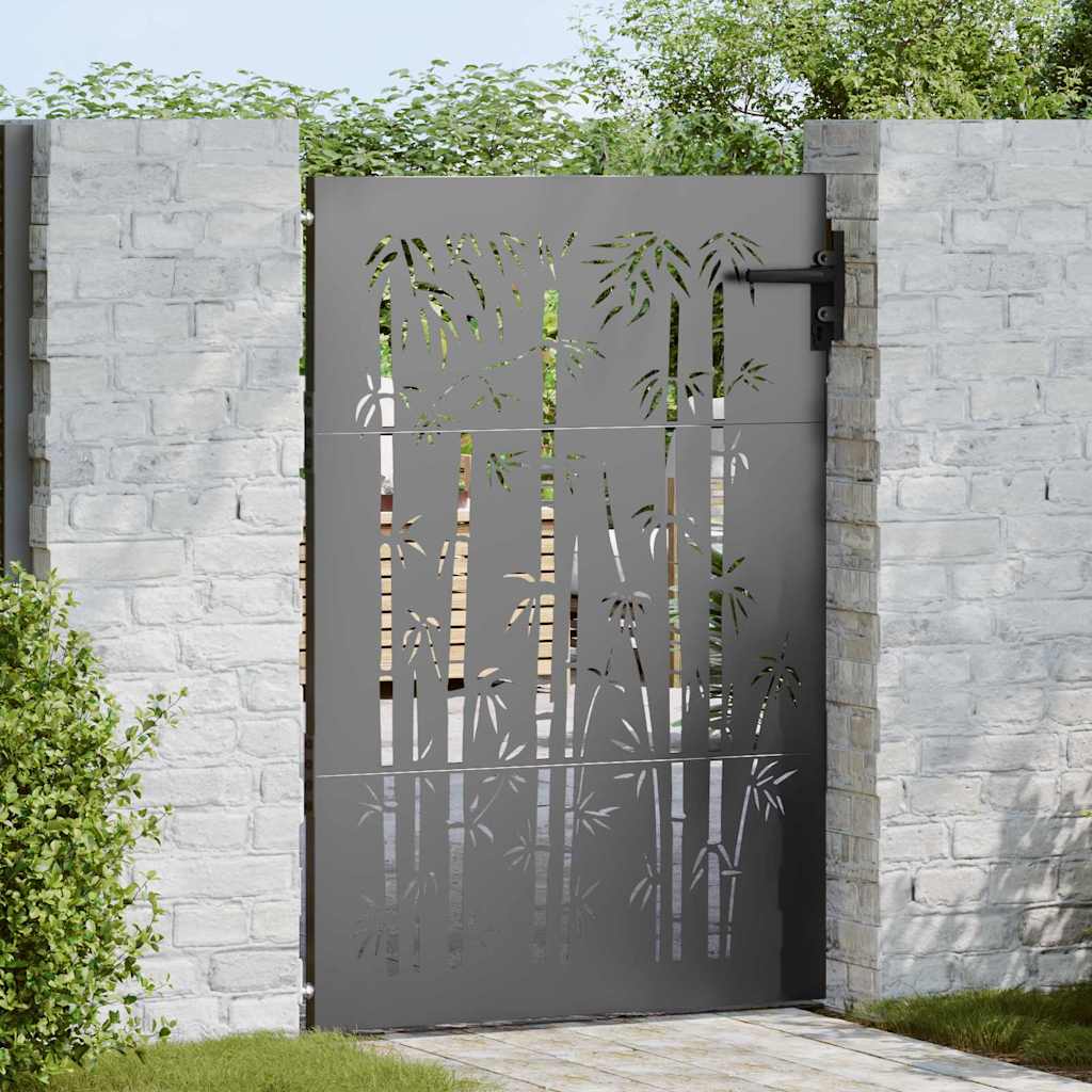 Garden Gate with Lock Black 85 x 150 cm Powder-coated steel