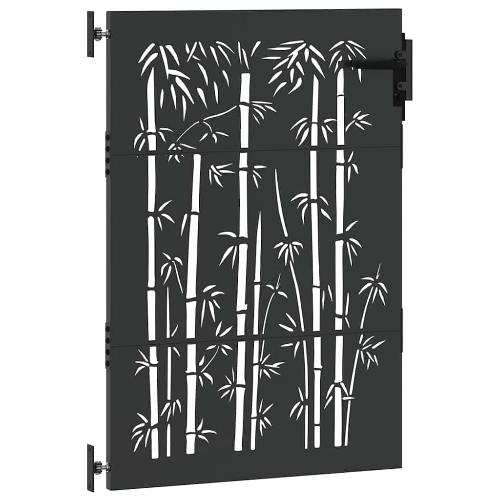 Garden Gate with Lock Black 85 x 150 cm Powder-coated steel