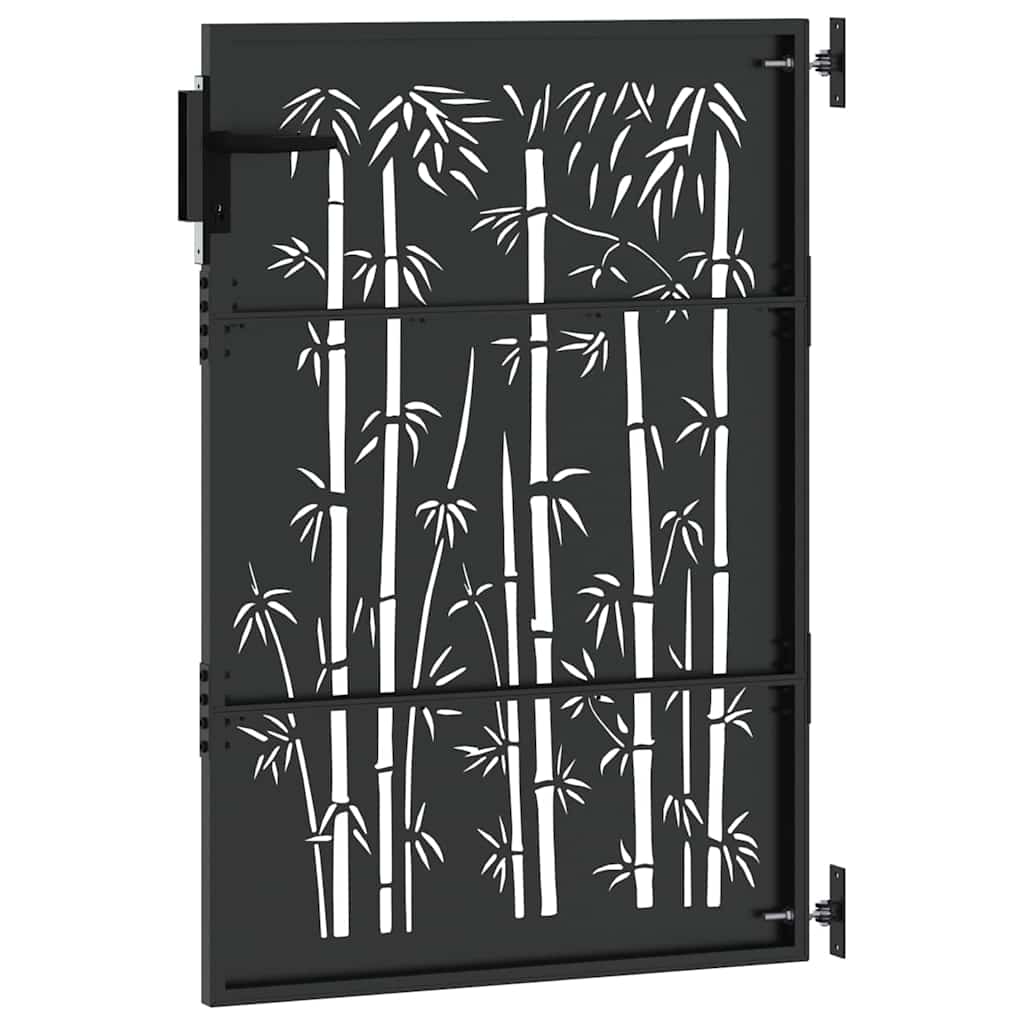 Garden Gate with Lock Black 85 x 150 cm Powder-coated steel