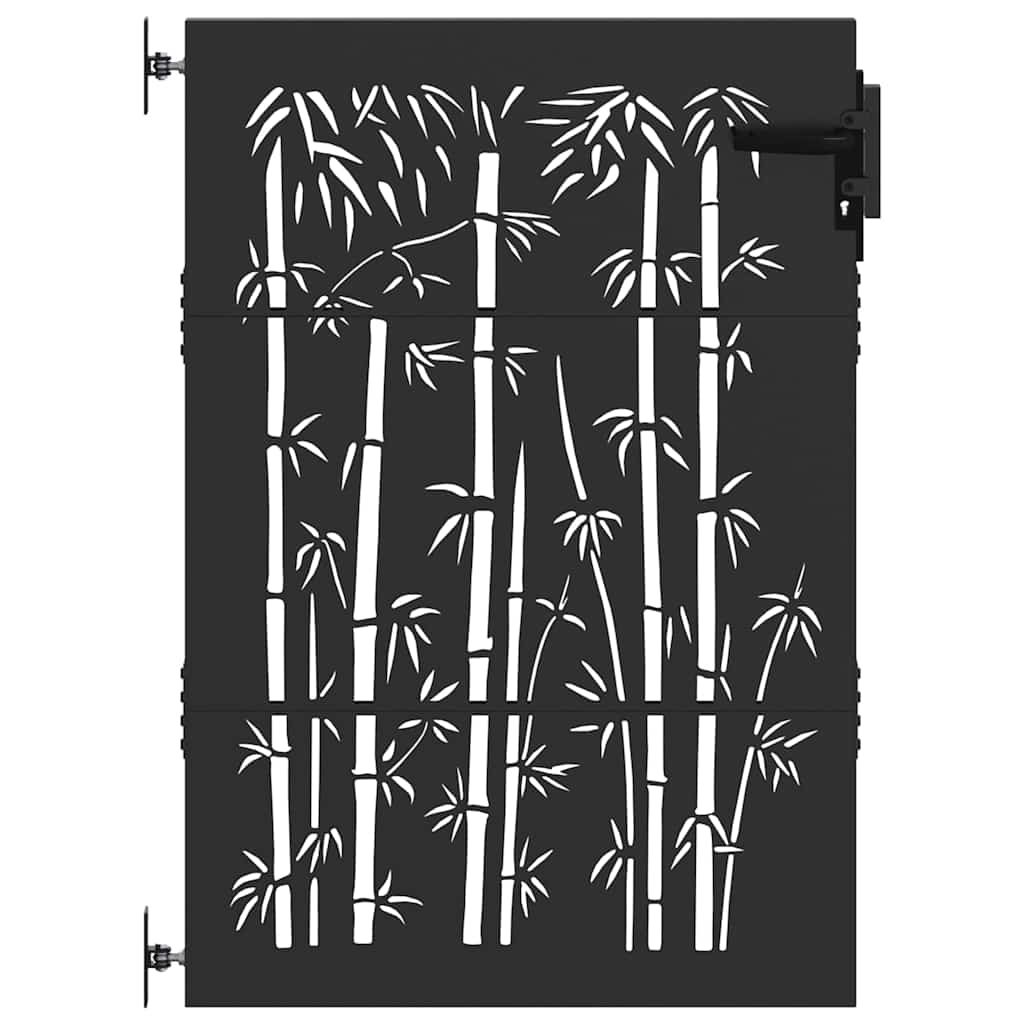Garden Gate with Lock Black 85 x 150 cm Powder-coated steel