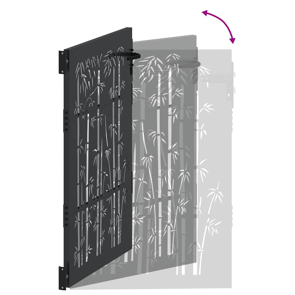 Garden Gate with Lock Black 85 x 150 cm Powder-coated steel