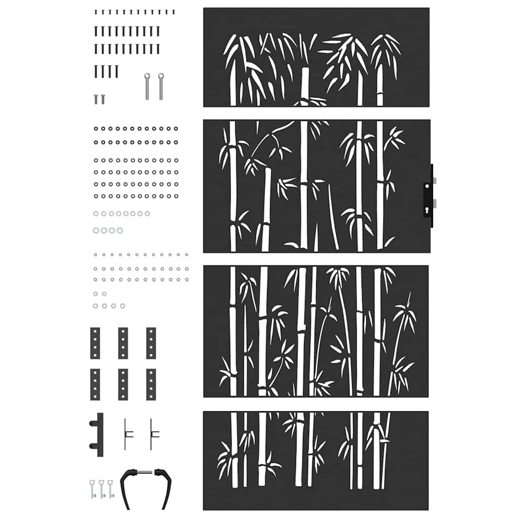 Garden Gate 85 x 175 cm Powder-coated steel Black Lockable
