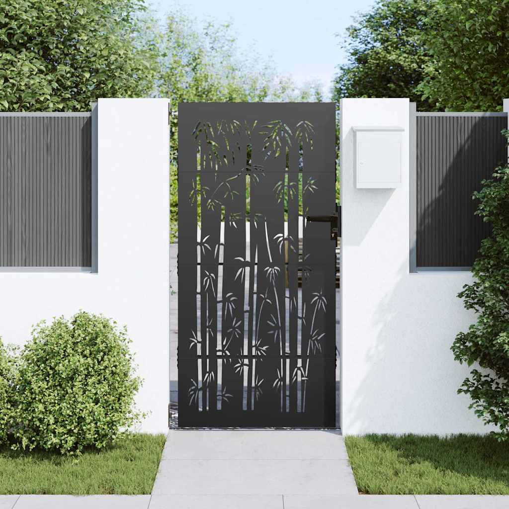 Garden Gate 85 x 175 cm Powder-coated steel Black Lockable